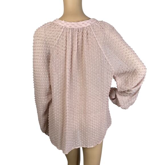 Boden Pastel Pink Swiss Dot Cotton Silk Sheer Button Down Shirt Blouse SZ 14 - Picture 6 of 8